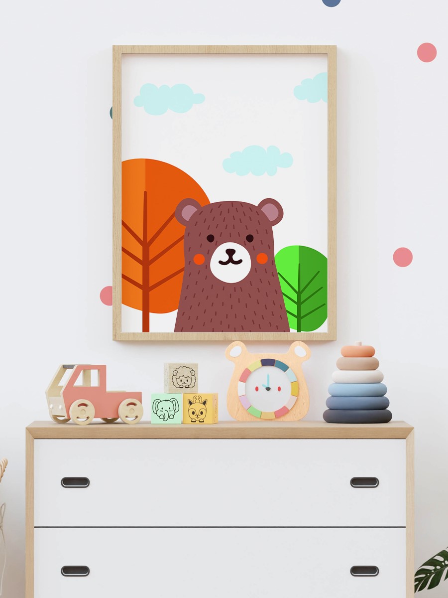 Bebek Ayı Çocuk Odası Duvar Poster, Bebek Odası, Dekoratif Poster Çerçevesiz