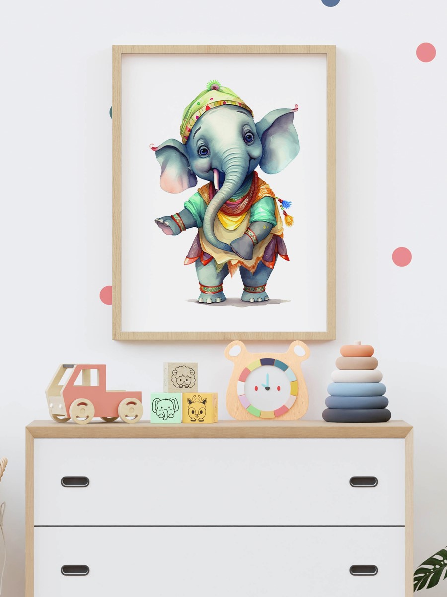 Bebek Fil Çocuk Odası Duvar Poster, Bebek Odası, Dekoratif Poster Çerçevesiz
