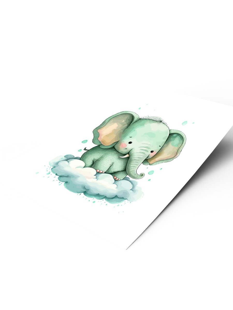 Bebek Fil Çocuk Odası Duvar Poster, Bebek Odası, Dekoratif Poster Çerçevesiz