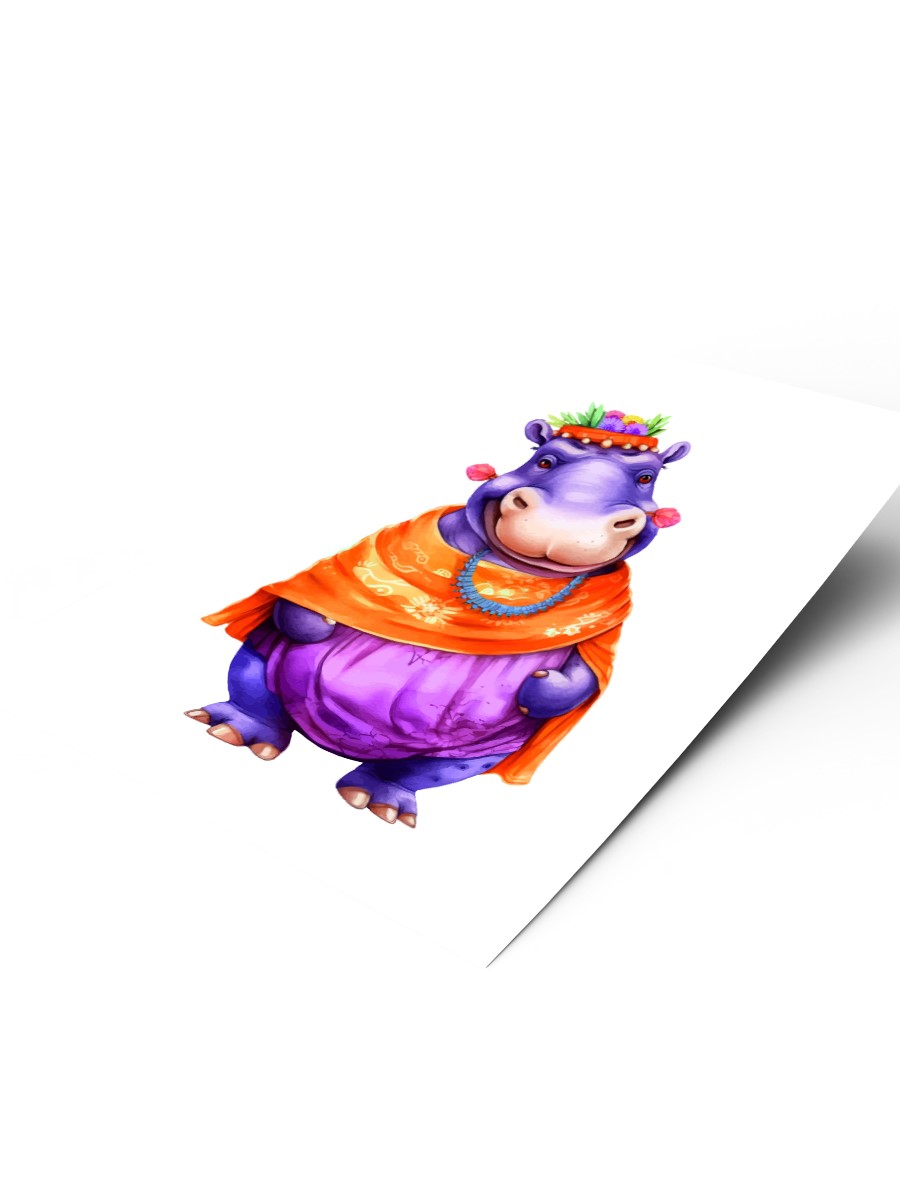 Bebek Hipopotam Çocuk Odası Duvar Poster, Bebek Odası, Dekoratif Poster Çerçevesiz