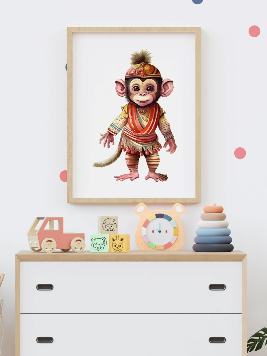 Bebek Maymun Çocuk Odası Duvar Poster, Bebek Odası, Dekoratif Poster Çerçevesiz