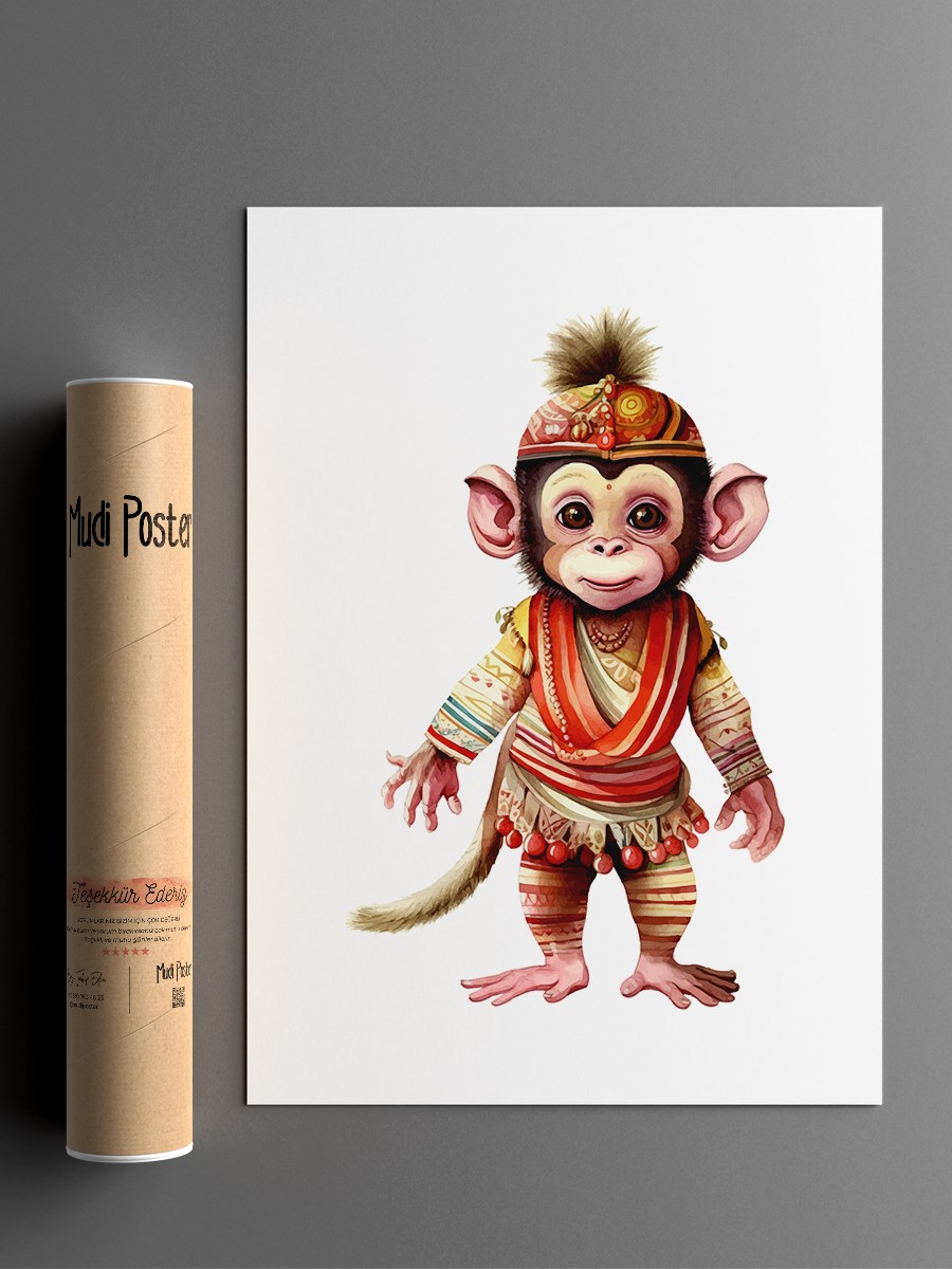 Bebek Maymun Çocuk Odası Duvar Poster, Bebek Odası, Dekoratif Poster Çerçevesiz