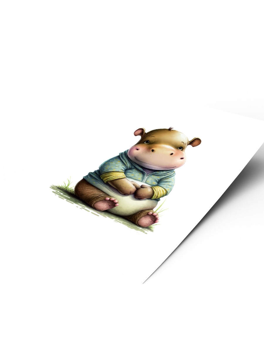 Bebek Su Aygırı Çocuk Odası Duvar Poster, Bebek Odası, Dekoratif Poster Çerçevesiz