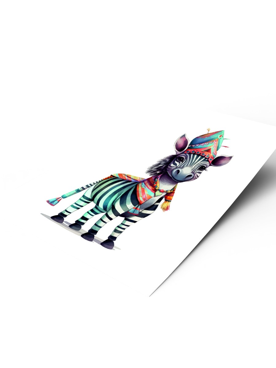 Bebek Zebra Çocuk Odası Duvar Poster, Bebek Odası, Dekoratif Poster Çerçevesiz