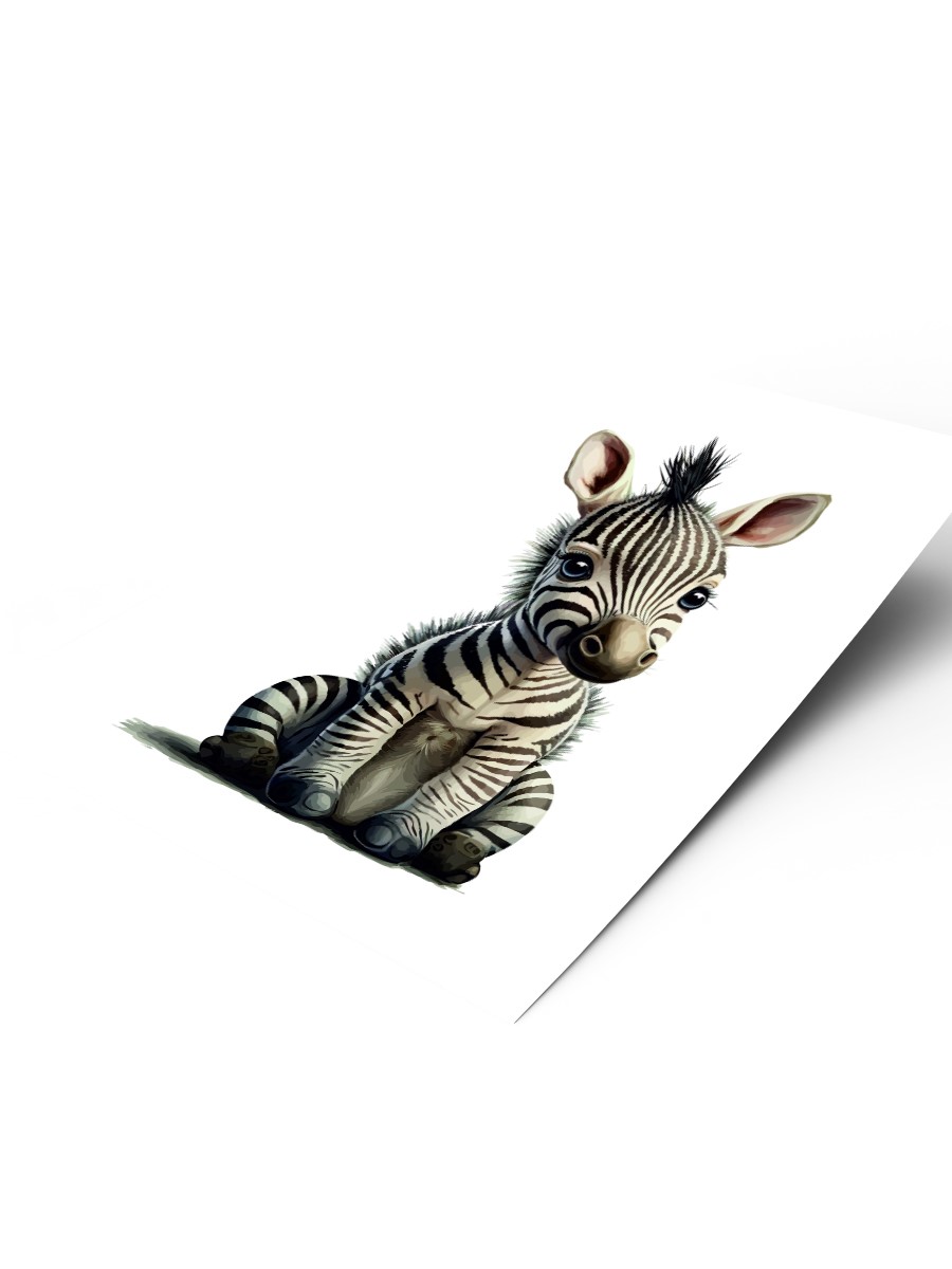 Bebek Zebra Çocuk Odası Duvar Poster, Bebek Odası, Dekoratif Poster Çerçevesiz