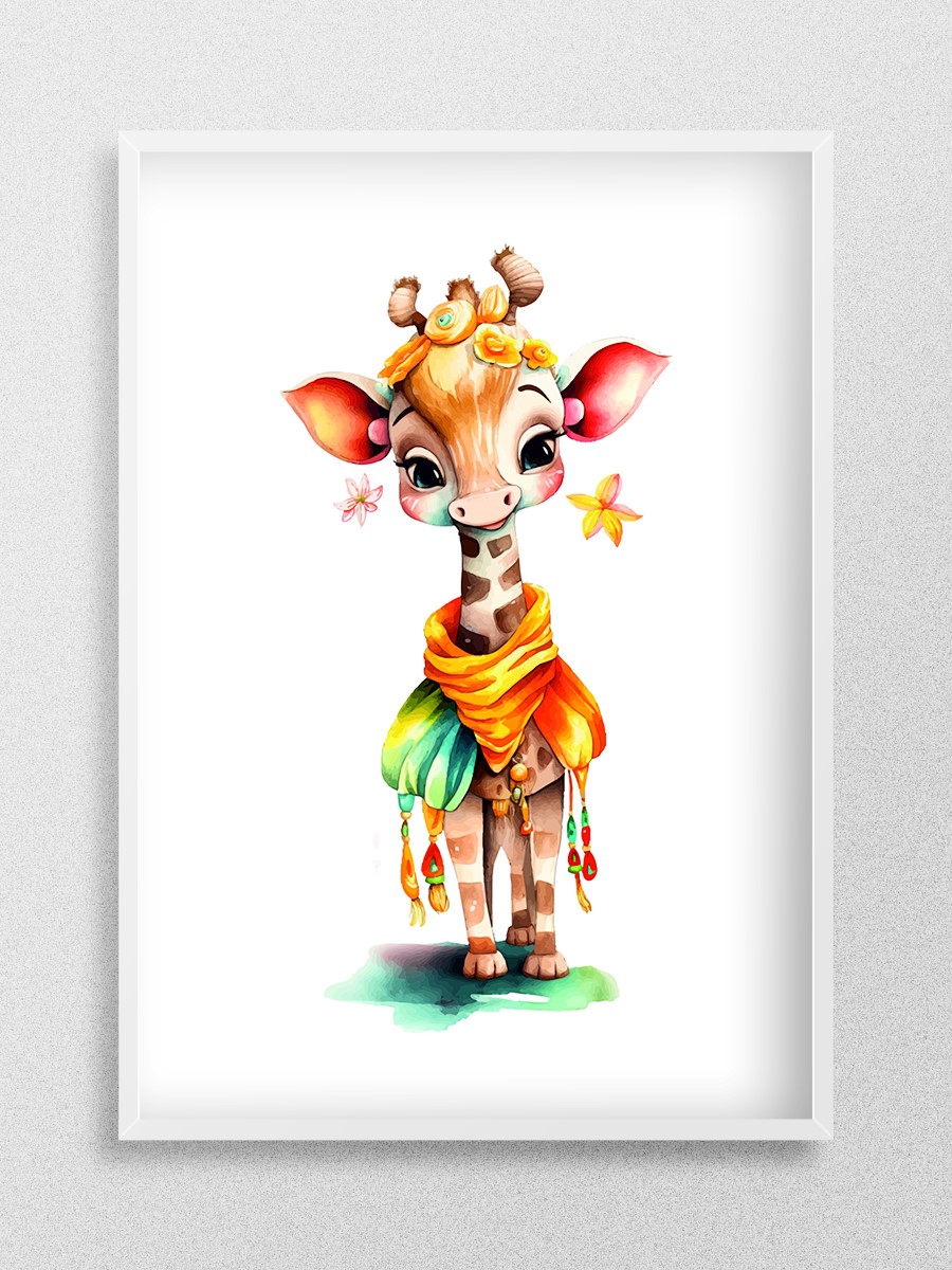 Bebek Zürafa Çocuk Odası Duvar Poster, Bebek Odası, Dekoratif Poster Çerçevesiz - En İyi Fiyatlarla