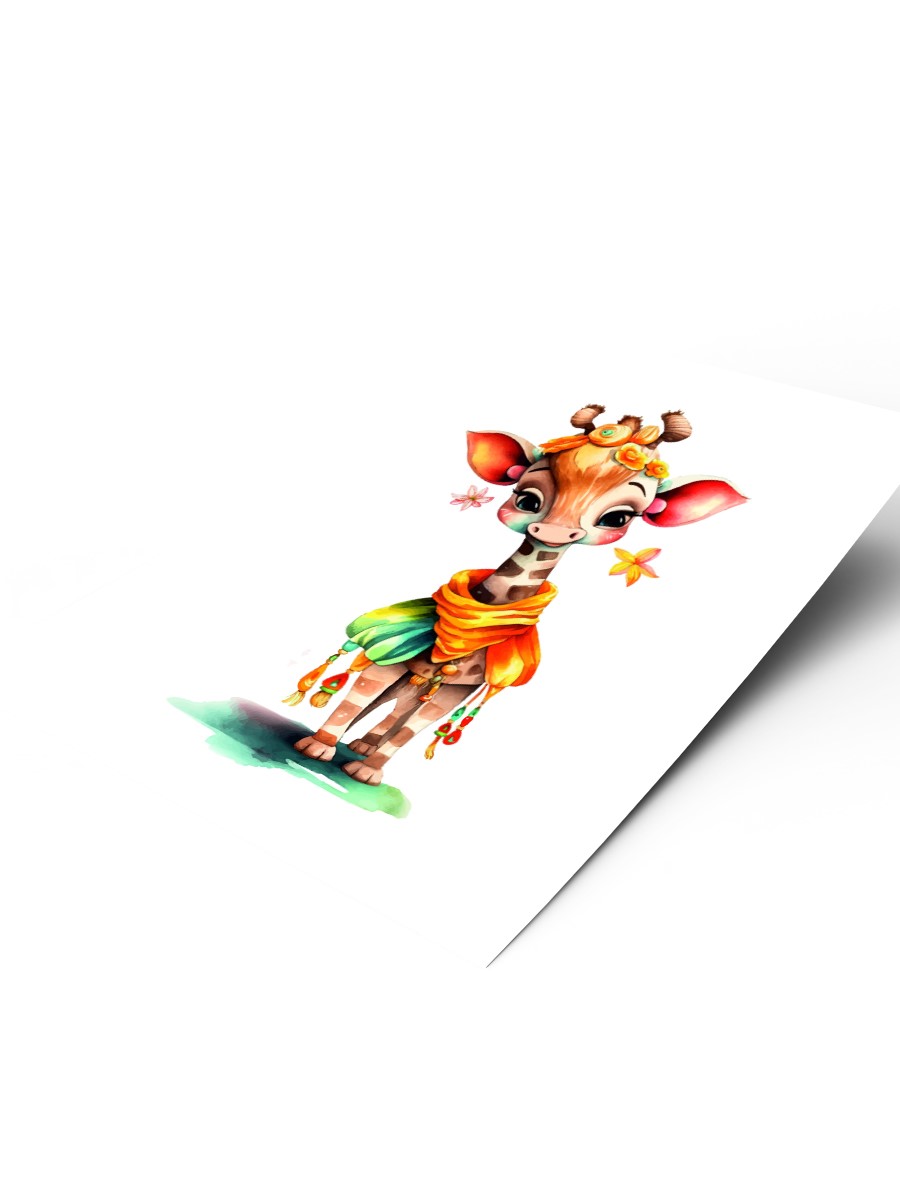 Bebek Zürafa Çocuk Odası Duvar Poster, Bebek Odası, Dekoratif Poster Çerçevesiz