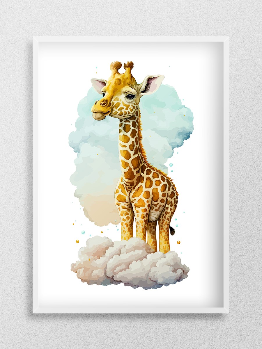 Bebek Zürafa Çocuk Odası Duvar Poster, Bebek Odası, Dekoratif Poster Çerçevesiz