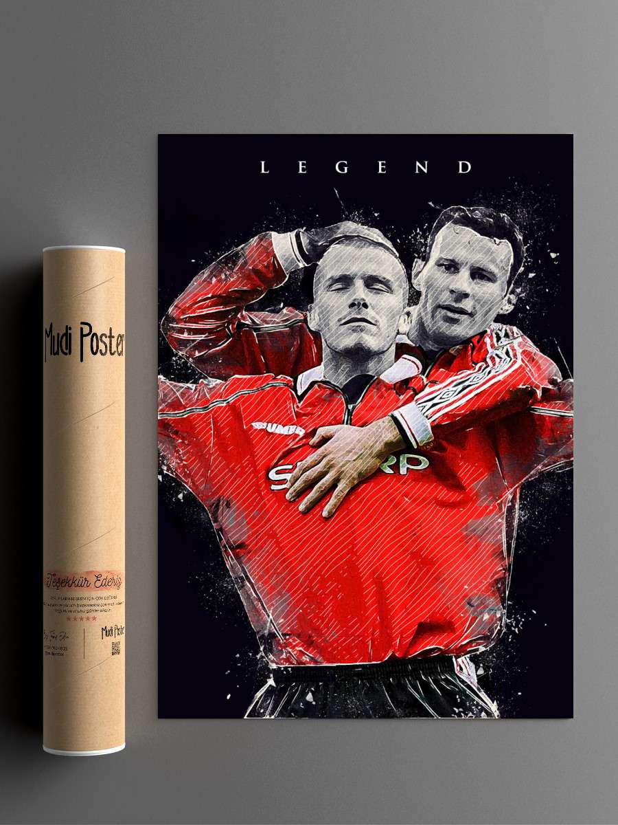 Beckham and Giggs Futbol Poster Çerçevesiz Yüksek Kalite Futbolcu Duvar Poster