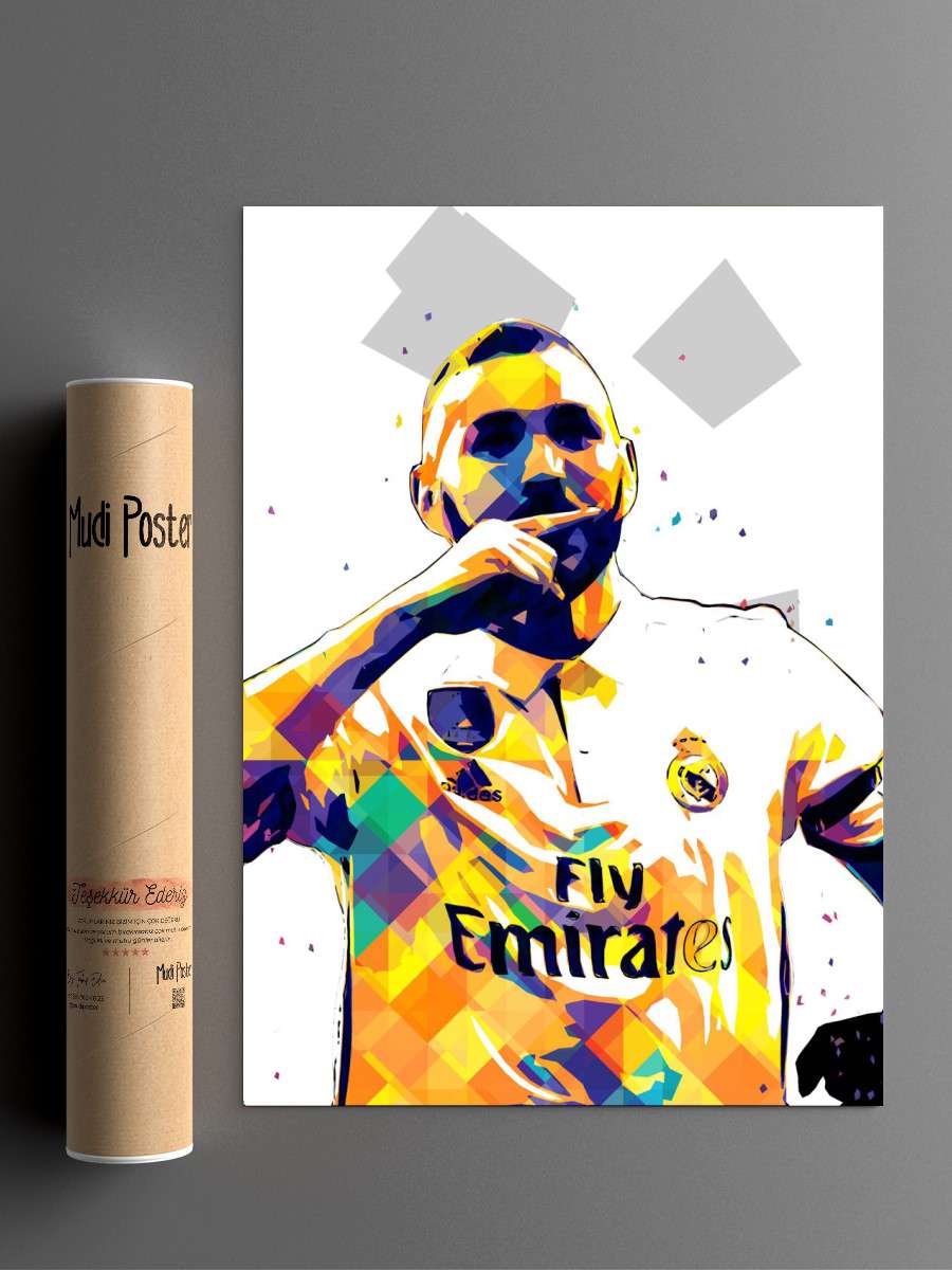 Benzema Futbol Poster Çerçevesiz Yüksek Kalite Futbolcu Duvar Poster