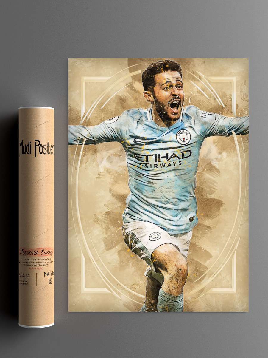 Bernardo Silva Futbol Poster Çerçevesiz Yüksek Kalite Futbolcu Duvar Poster