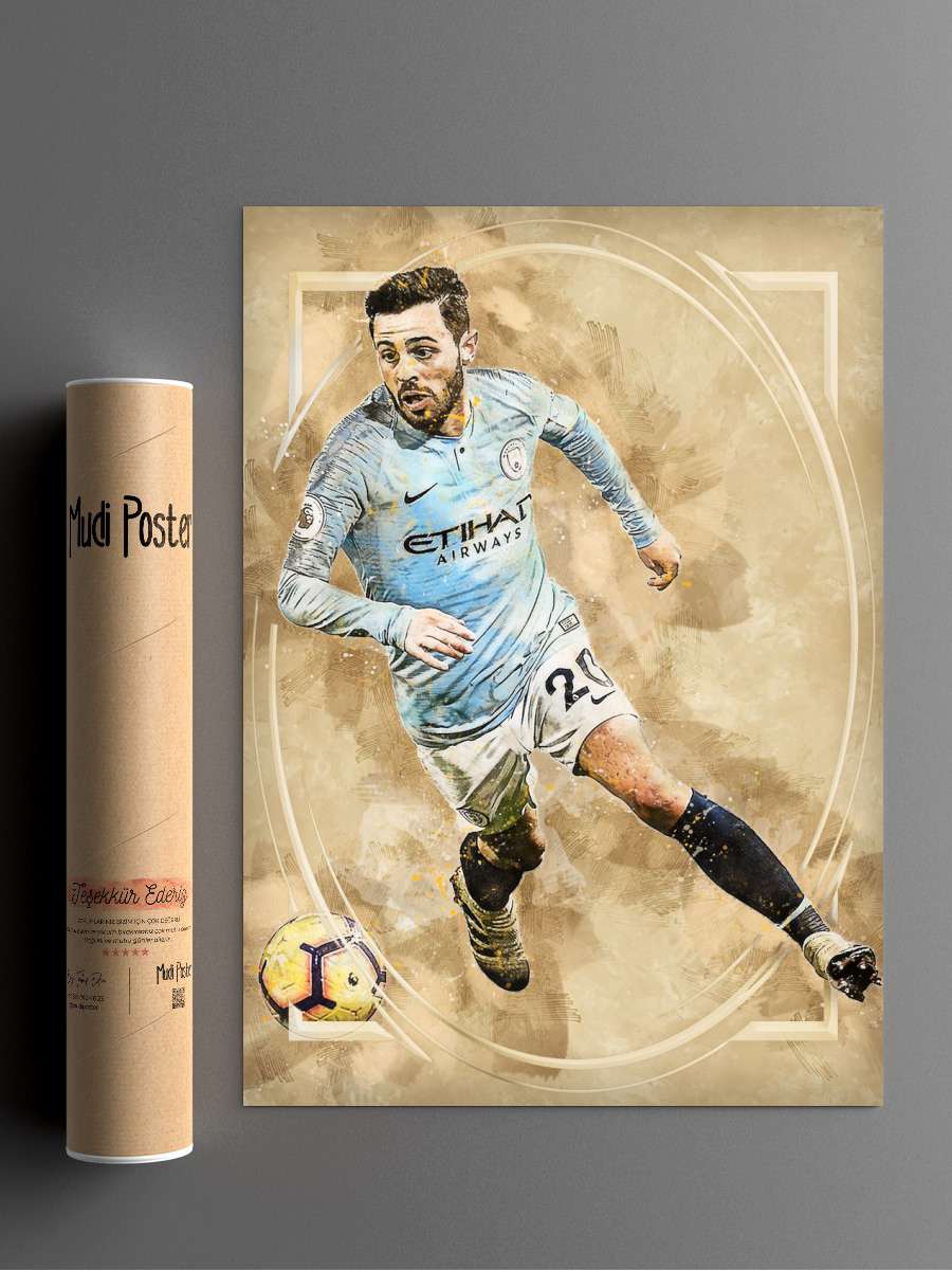 Bernardo Silva Futbol Poster Çerçevesiz Yüksek Kalite Futbolcu Duvar Poster