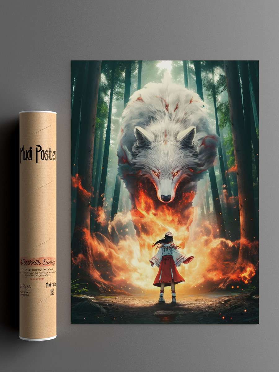 Big White Wolf Anime Poster Çerçevesiz Yüksek Kalite Anime Duvar Poster