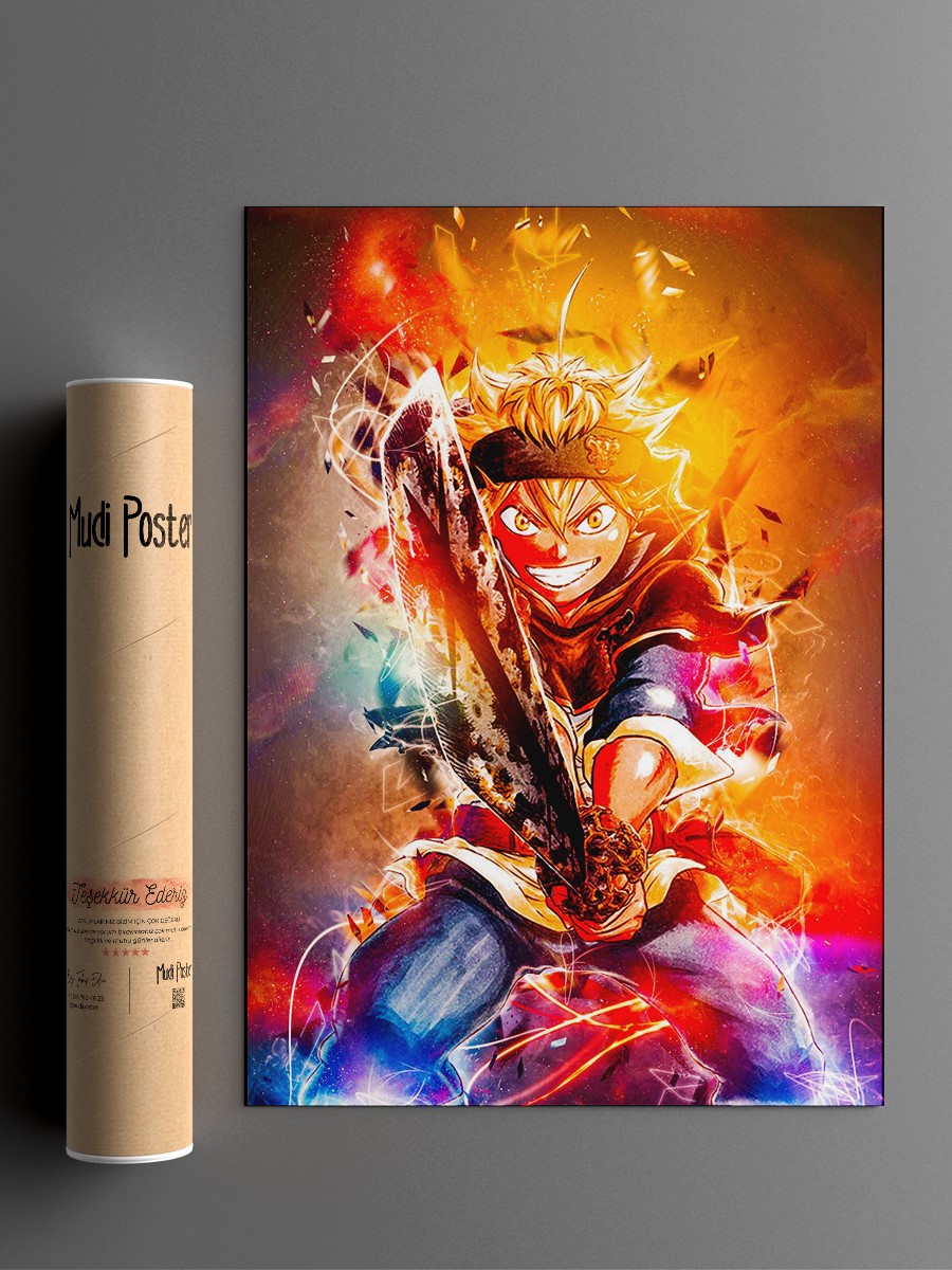 Black Clover Asta Poster, Çerçevesiz Tv Film Poster