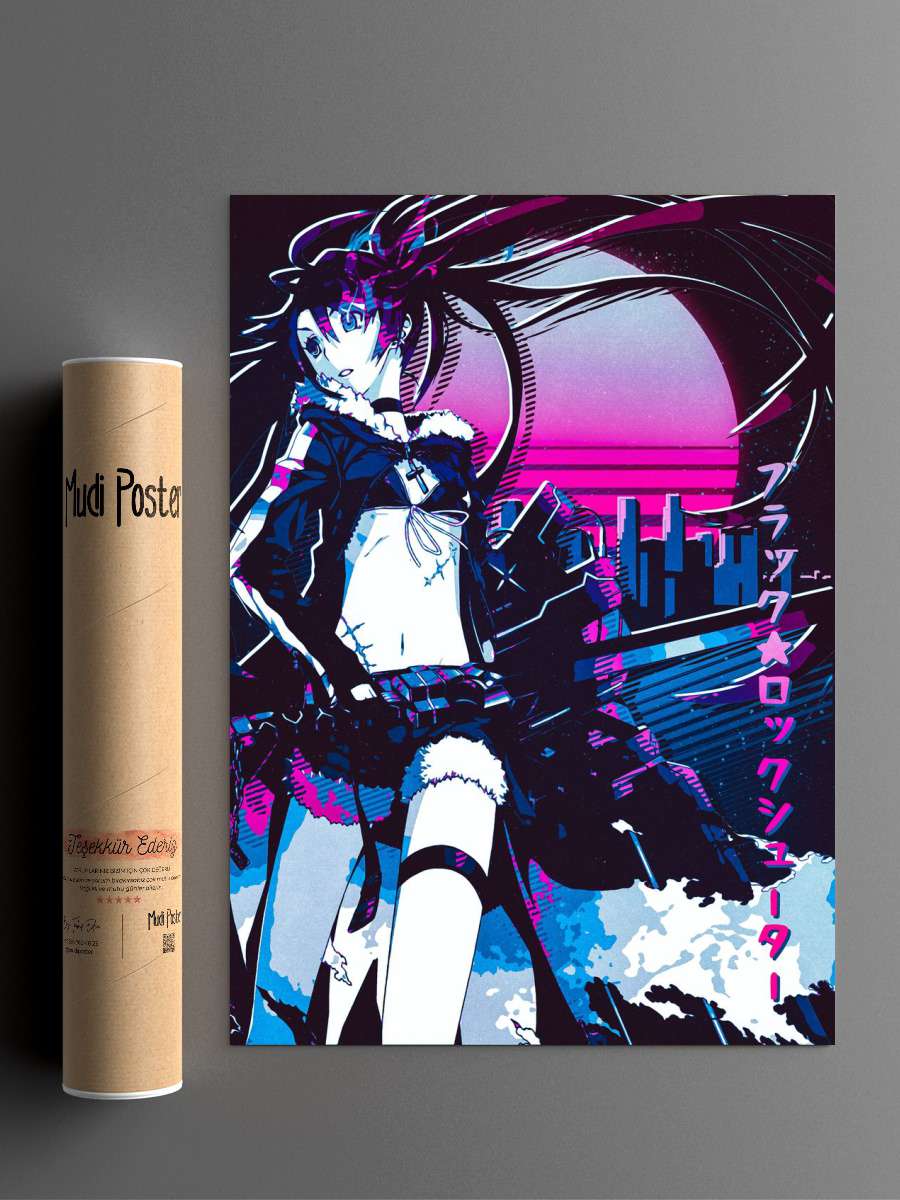 Black Rock Shooter Anime Poster Çerçevesiz Yüksek Kalite Anime Duvar Poster