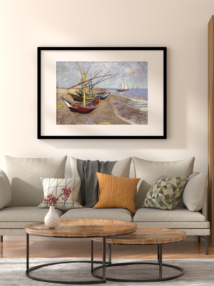 Boats in Saintes Maries Tablo Sanatsal Ünlü Ressam Poster Çerçevesiz Yüksek Kalite Poster