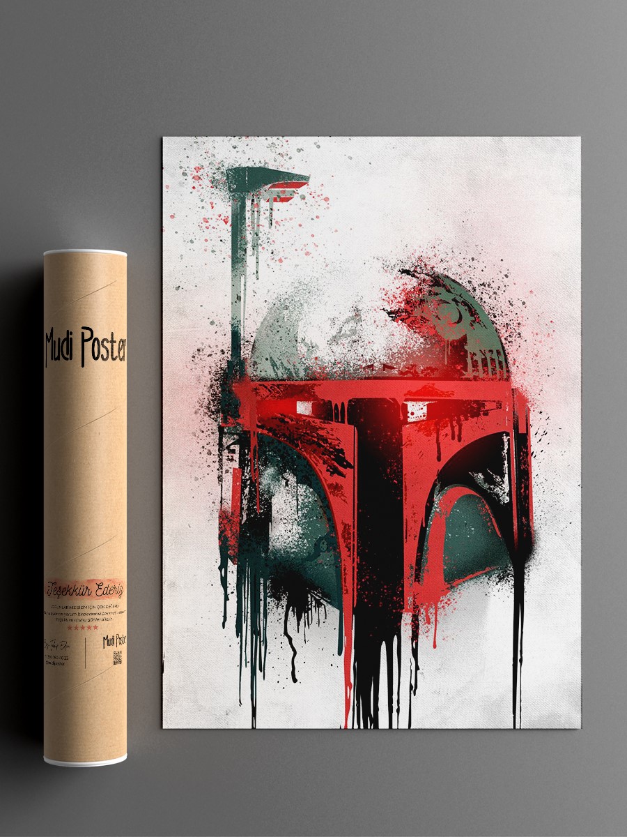 Boba Fett Graffitti Helmet Poster, Çerçevesiz Tv Film Poster