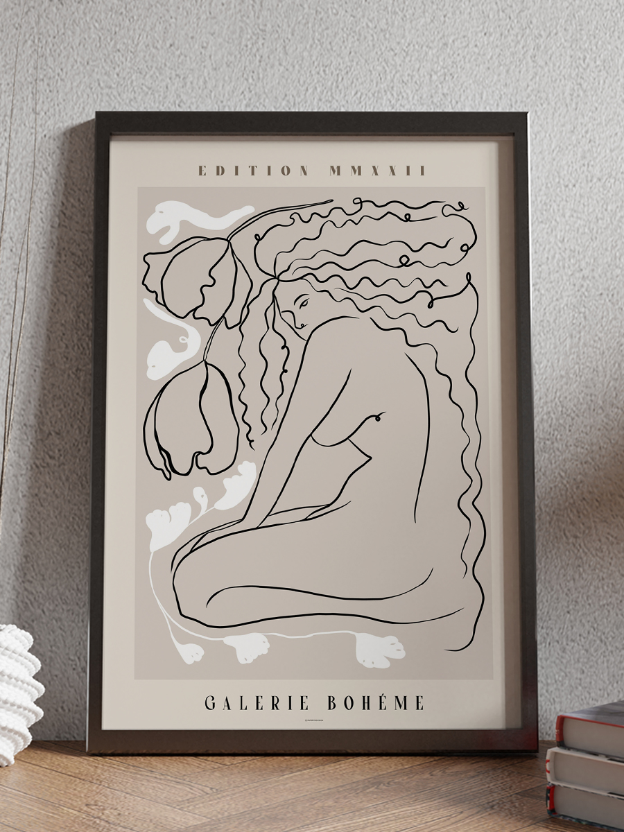 Bohem Çizgili Kadın Modern Poster Çerçevesiz Duvar Tablosu Sanatsal Poster