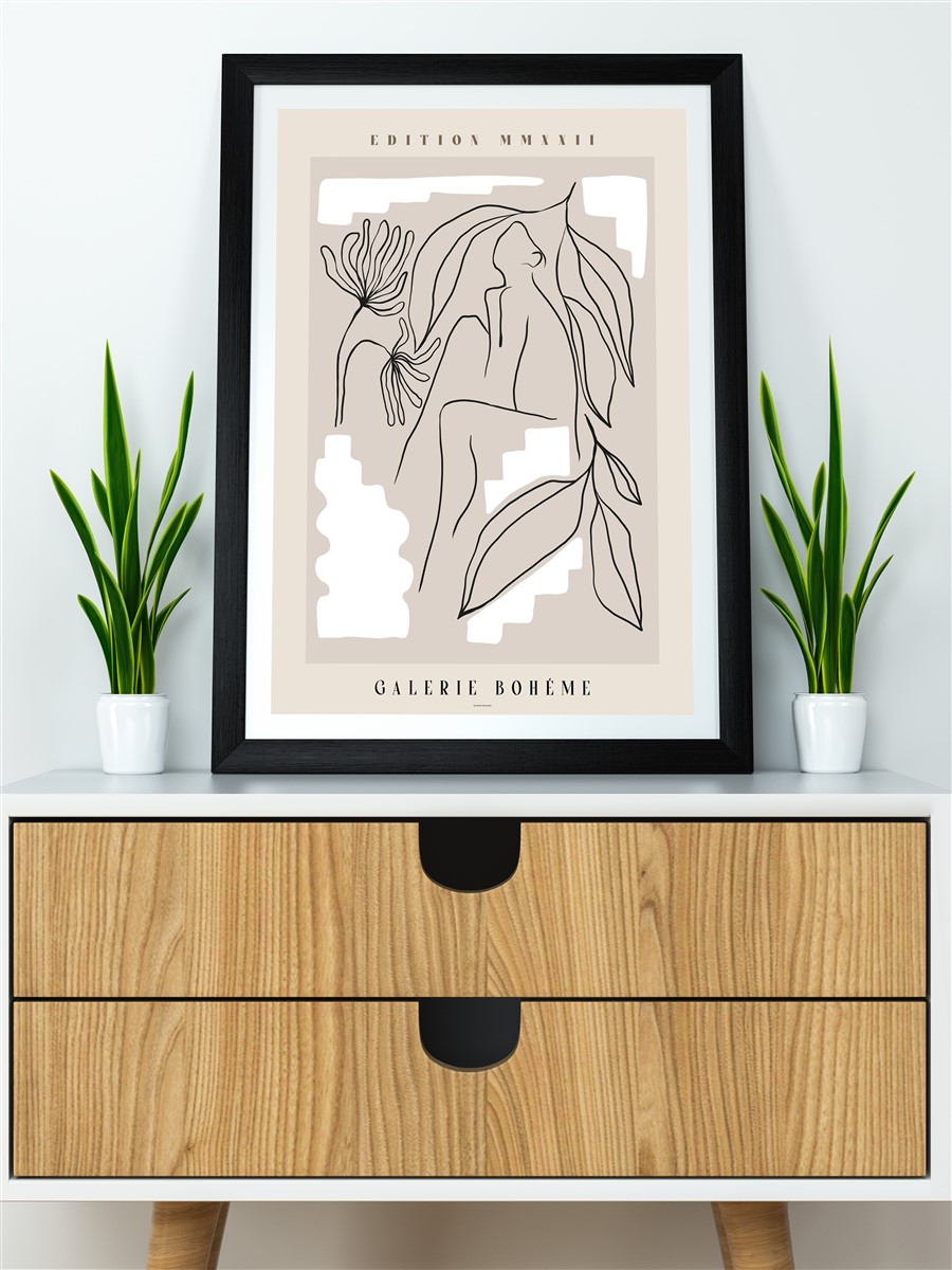 Bohem Çizgili Modern Poster Çerçevesiz Duvar Tablosu Sanatsal Poster