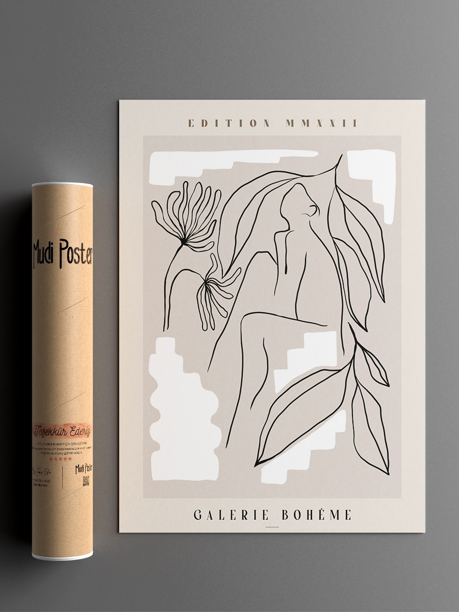 Bohem Çizgili Modern Poster Çerçevesiz Duvar Tablosu Sanatsal Poster