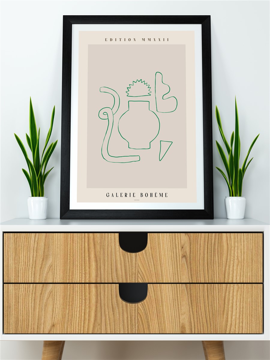 Bohem Çizgili Soyut Modern Poster Çerçevesiz Duvar Tablosu Sanatsal Poster