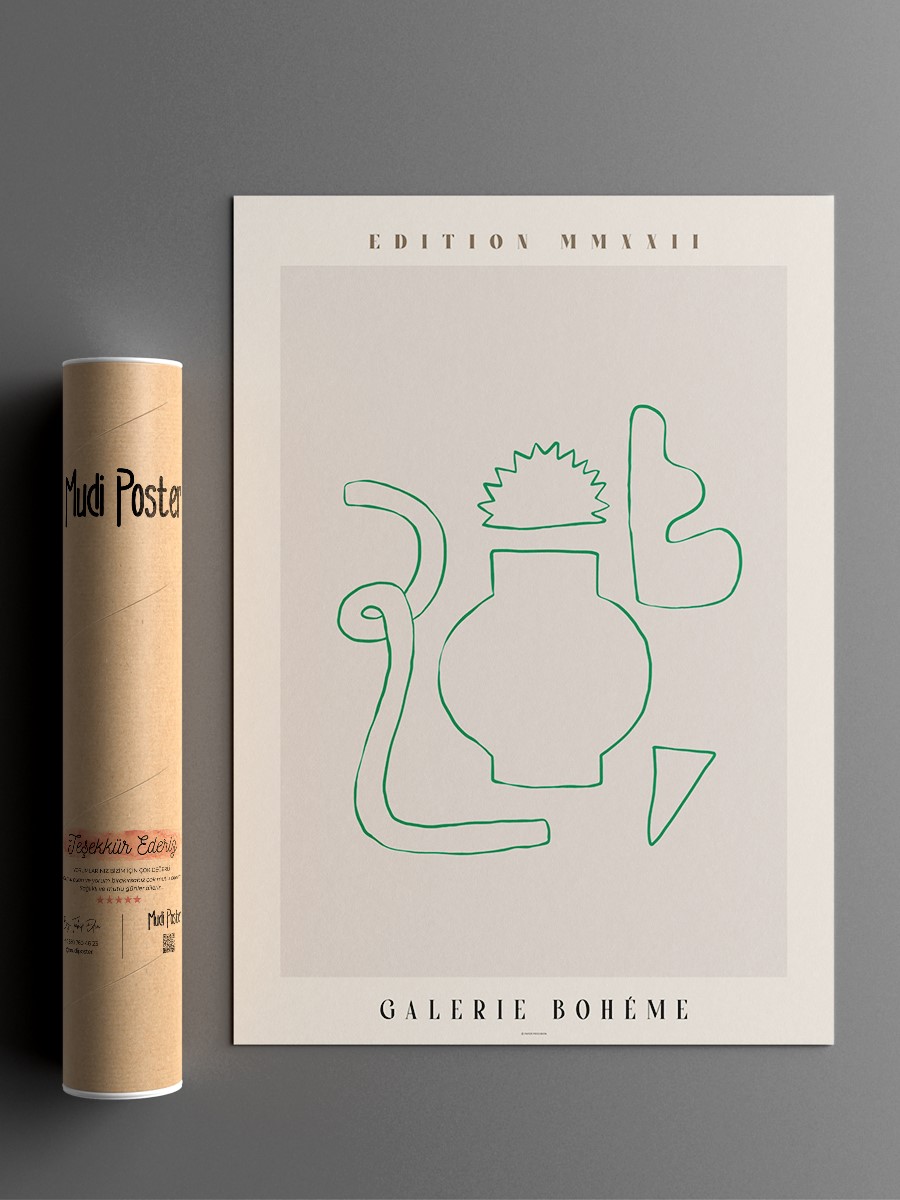 Bohem Çizgili Soyut Modern Poster Çerçevesiz Duvar Tablosu Sanatsal Poster
