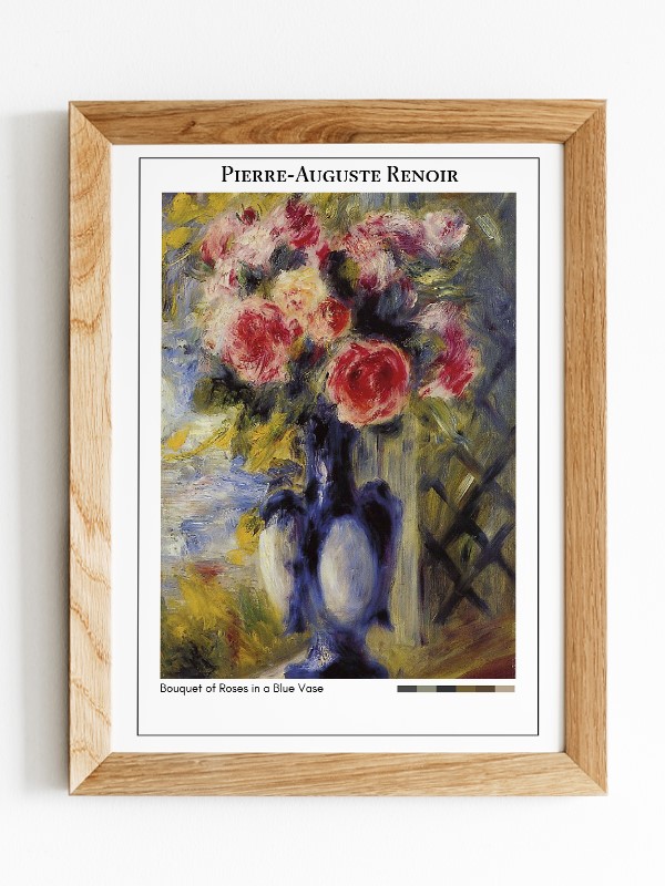 Pierre-Auguste Renoir Bouquet of Roses in a Blue Vase Poster