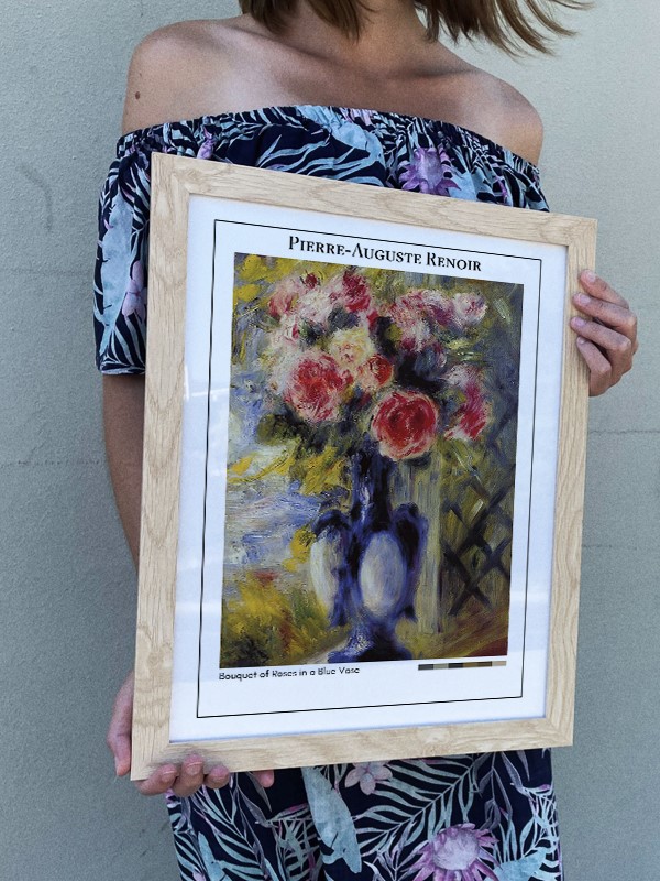 Pierre-Auguste Renoir Bouquet of Roses in a Blue Vase Poster