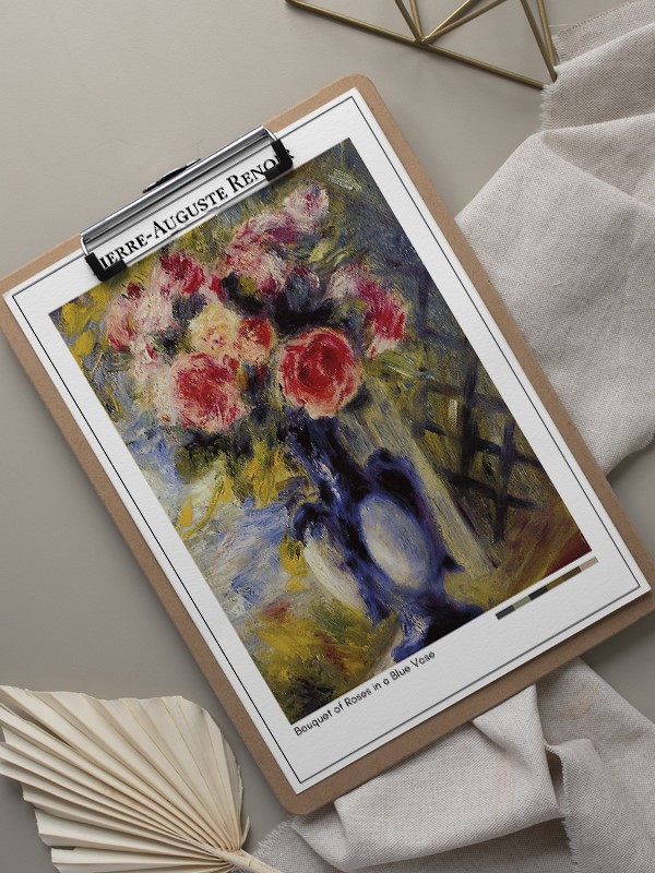 Pierre-Auguste Renoir Bouquet of Roses in a Blue Vase Poster