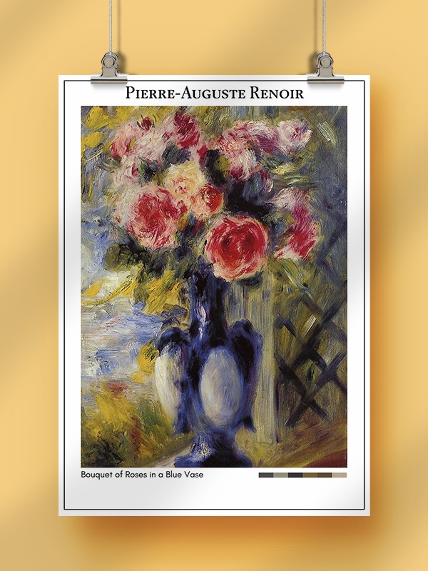 Pierre-Auguste Renoir Bouquet of Roses in a Blue Vase Poster