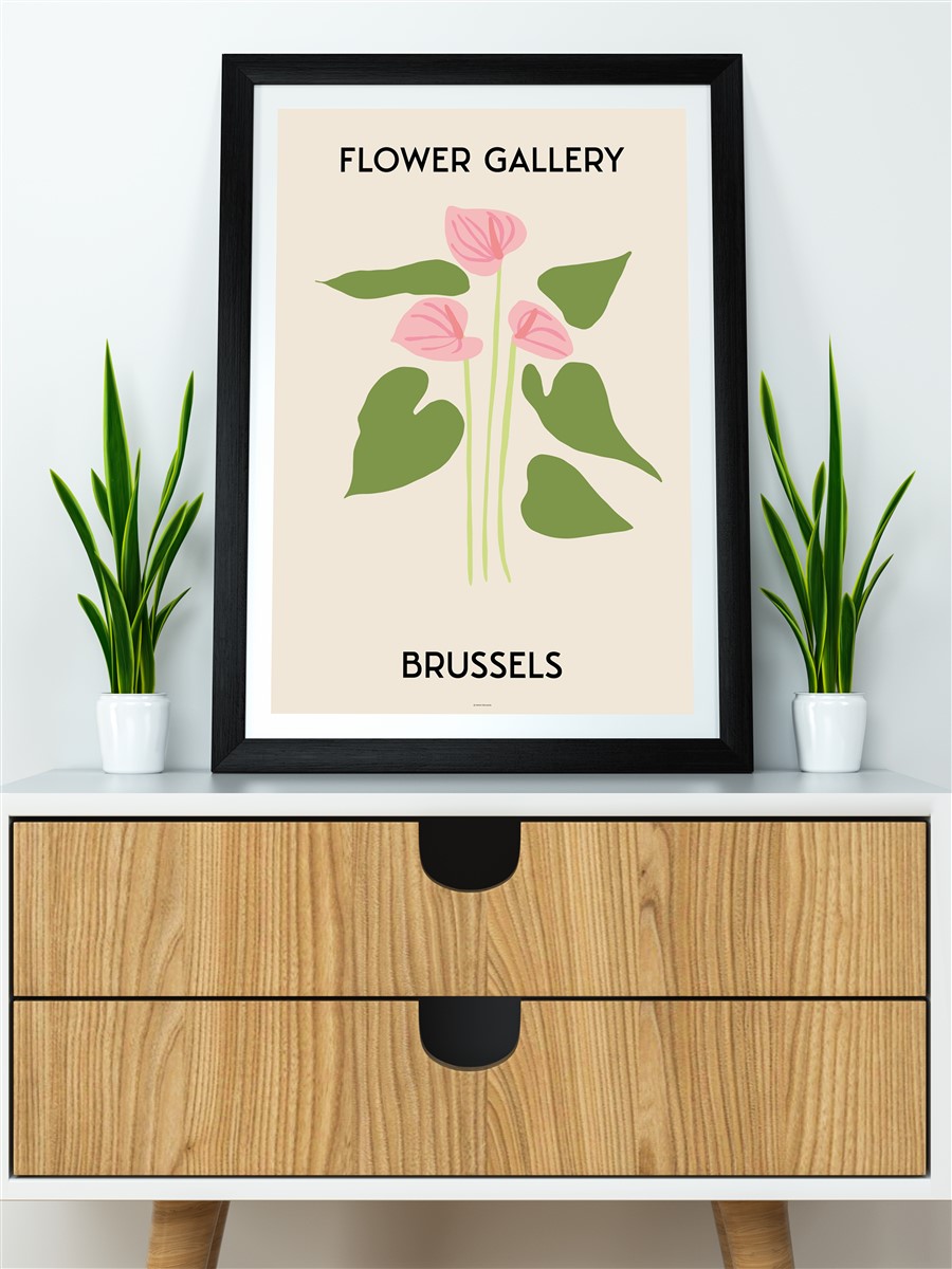 Brussels Soyut Çiçek Modern Poster Çerçevesiz Duvar Tablosu Sanatsal Poster