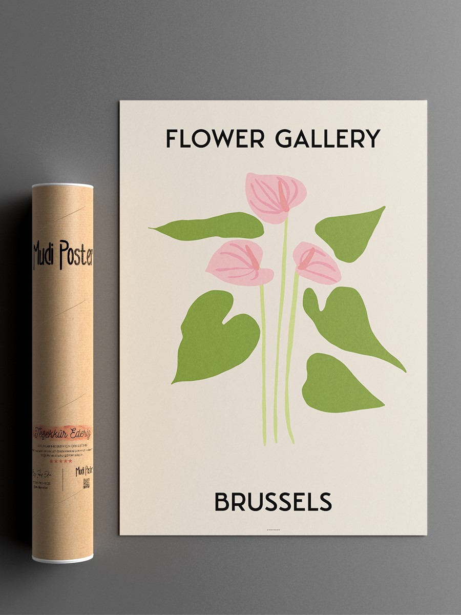 Brussels Soyut Çiçek Modern Poster Çerçevesiz Duvar Tablosu Sanatsal Poster