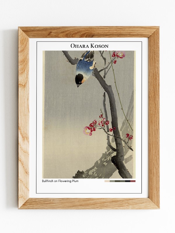 Ohara Koson Bullfinch on Flowering Plum Poster