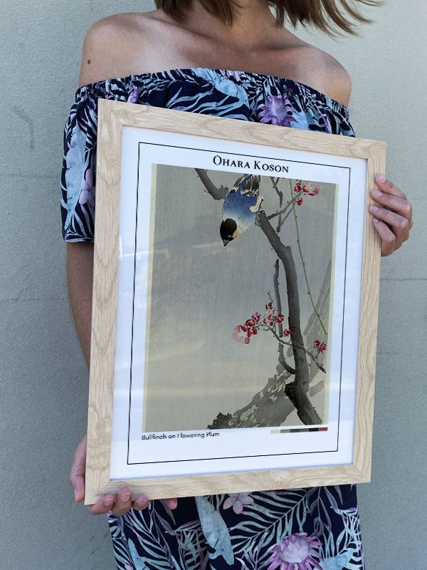 Ohara Koson Bullfinch on Flowering Plum Poster