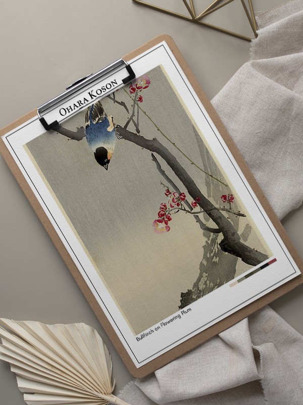 Ohara Koson Bullfinch on Flowering Plum Poster