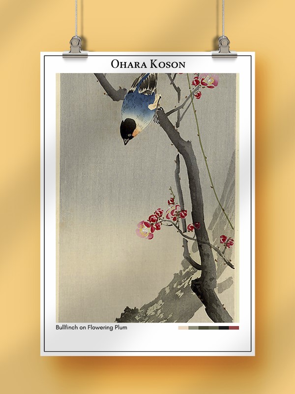 Ohara Koson Bullfinch on Flowering Plum Poster
