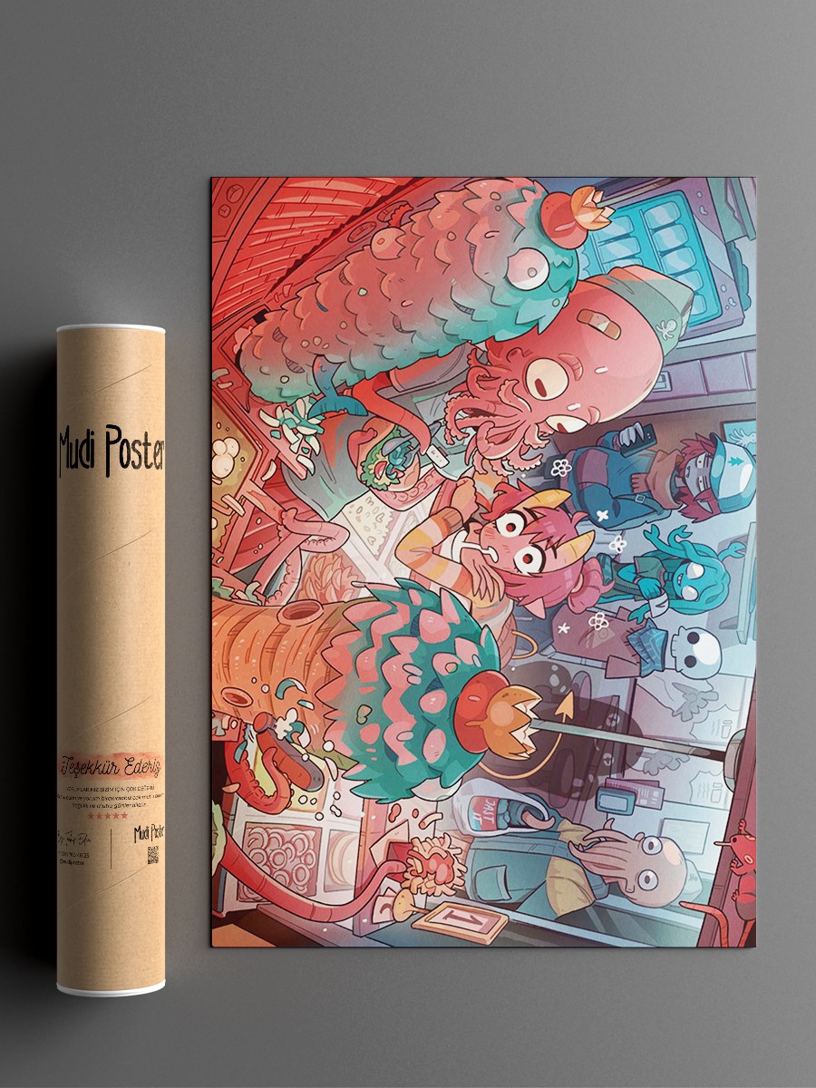 Calamari Kebap Anime Poster Çerçevesiz Yüksek Kalite Anime Duvar Poster