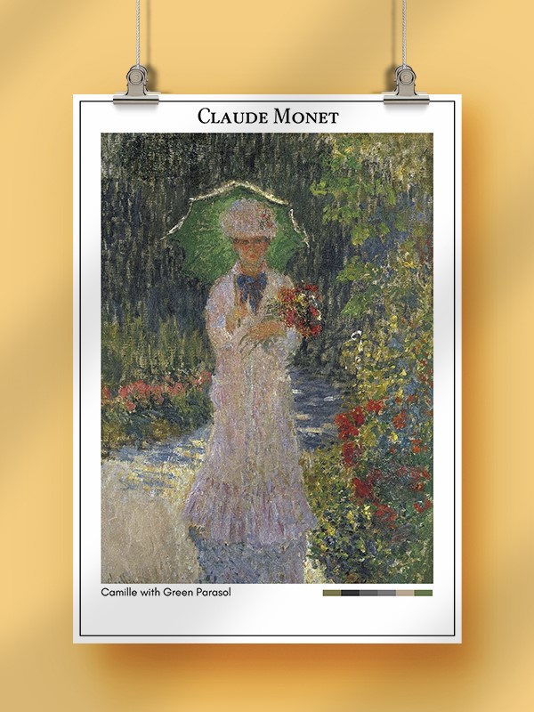 Claude Monet Camille with Green Parasol Poster