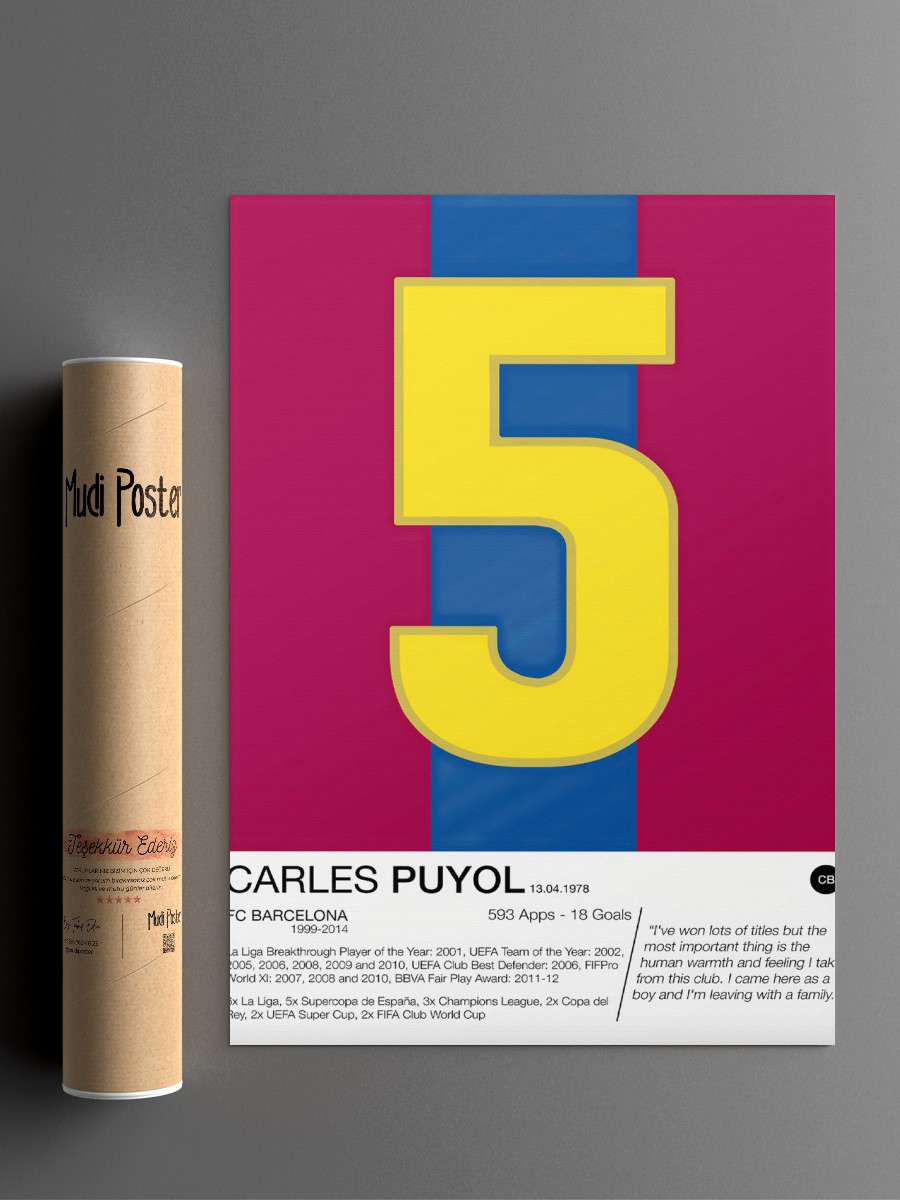 Carles Puyol Futbol Poster Çerçevesiz Yüksek Kalite Futbolcu Duvar Poster