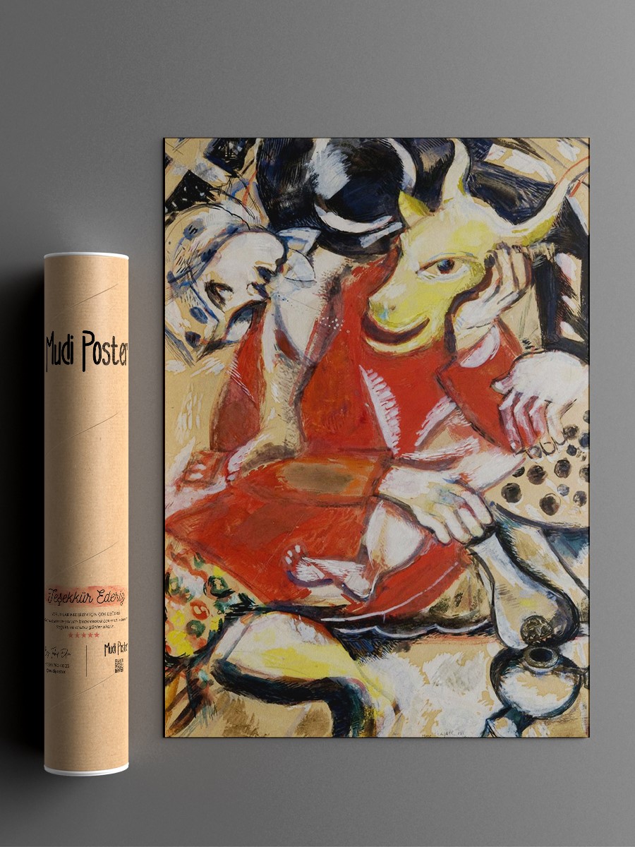 Chagall To My Betrothed Tablo Sanatsal Ünlü Ressam Poster Çerçevesiz Yüksek Kalite Poster