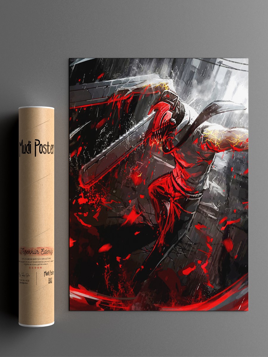 Chainsaw Man Denji Anime Poster Çerçevesiz Yüksek Kalite Anime Duvar Poster