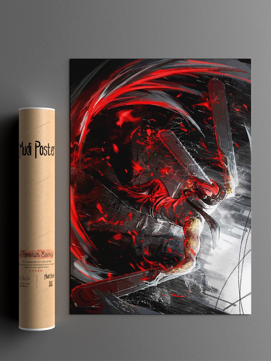 Chainsaw man Anime Poster Çerçevesiz Yüksek Kalite Anime Duvar Poster