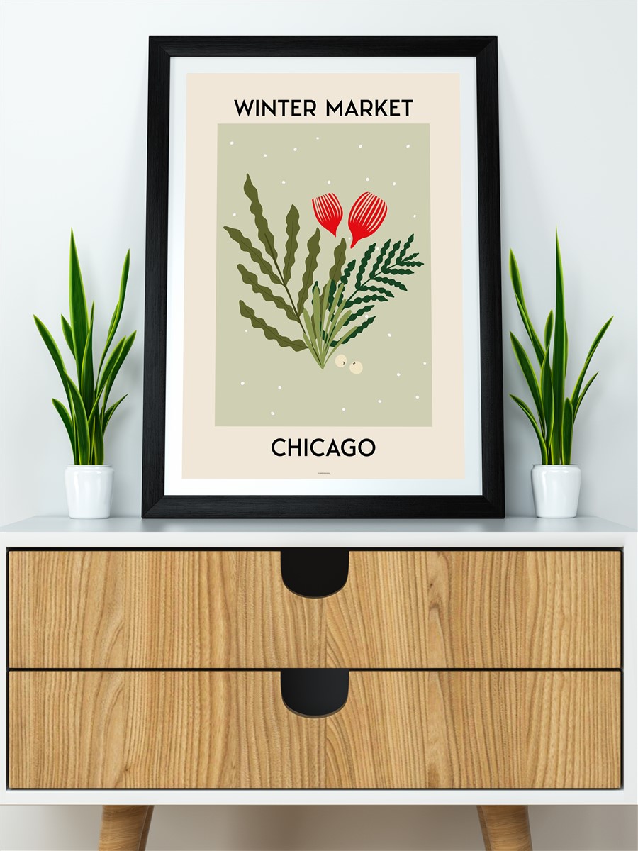 Chicago Soyut Modern Poster Çerçevesiz Duvar Tablosu Sanatsal Poster