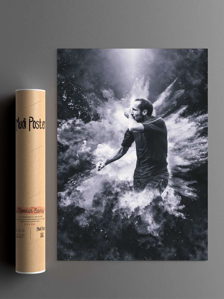 Chiellini Illustration Futbol Poster Çerçevesiz Yüksek Kalite Futbolcu Duvar Poster