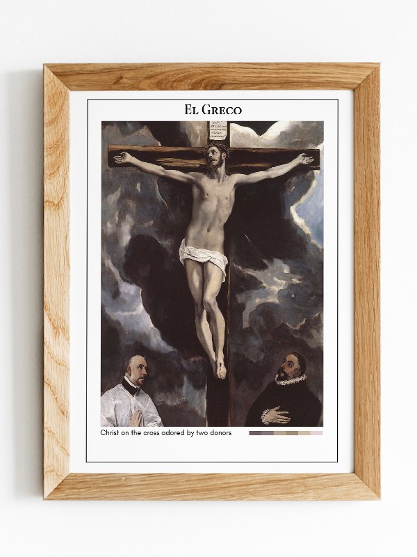 El Greco Christ on the cross adored by two donors Poster