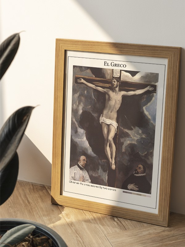El Greco Christ on the cross adored by two donors Poster