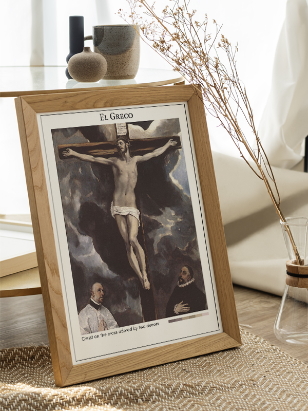 El Greco Christ on the cross adored by two donors Poster