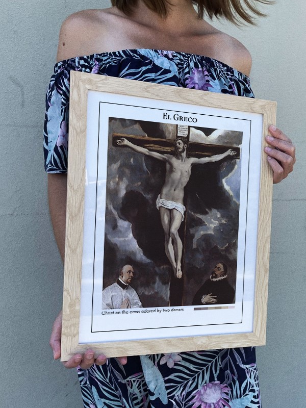 El Greco Christ on the cross adored by two donors Poster