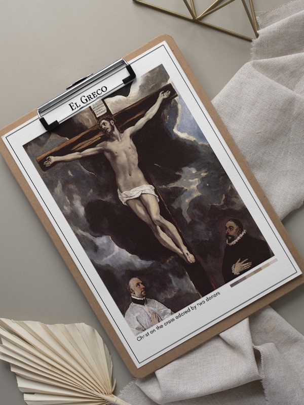 El Greco Christ on the cross adored by two donors Poster
