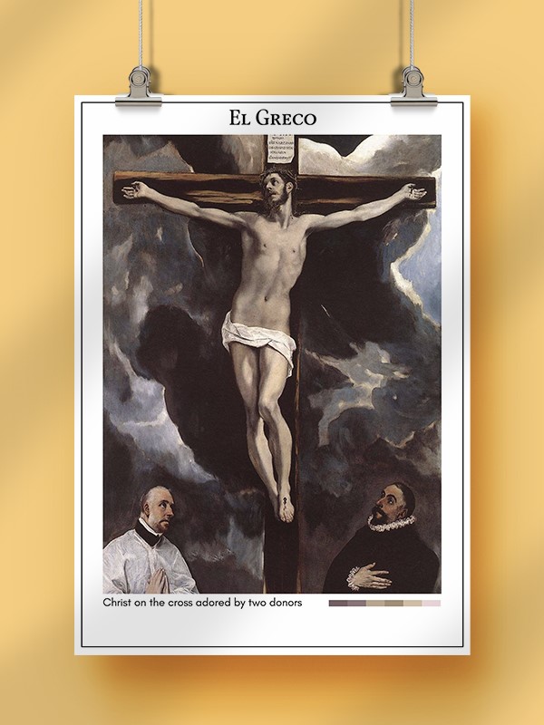 El Greco Christ on the cross adored by two donors Poster